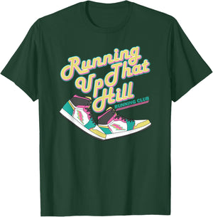 Running Up That Hill Retro Running Marathon Track Cross T-Shirt - T-Shirt | Forest