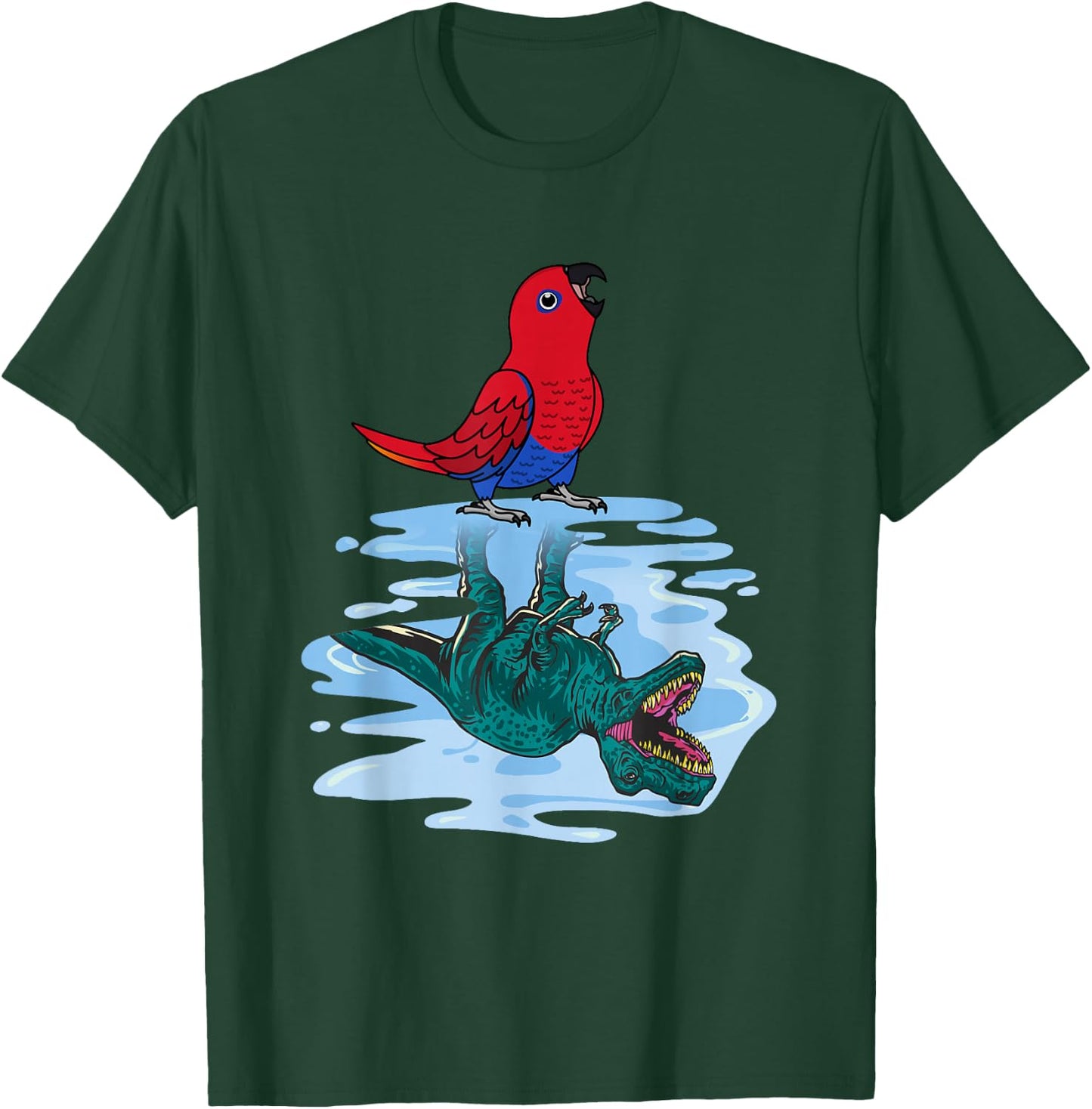 Parrot & T Rex Reflection I Female Eclectus T-Shirt - T-Shirt | Forest