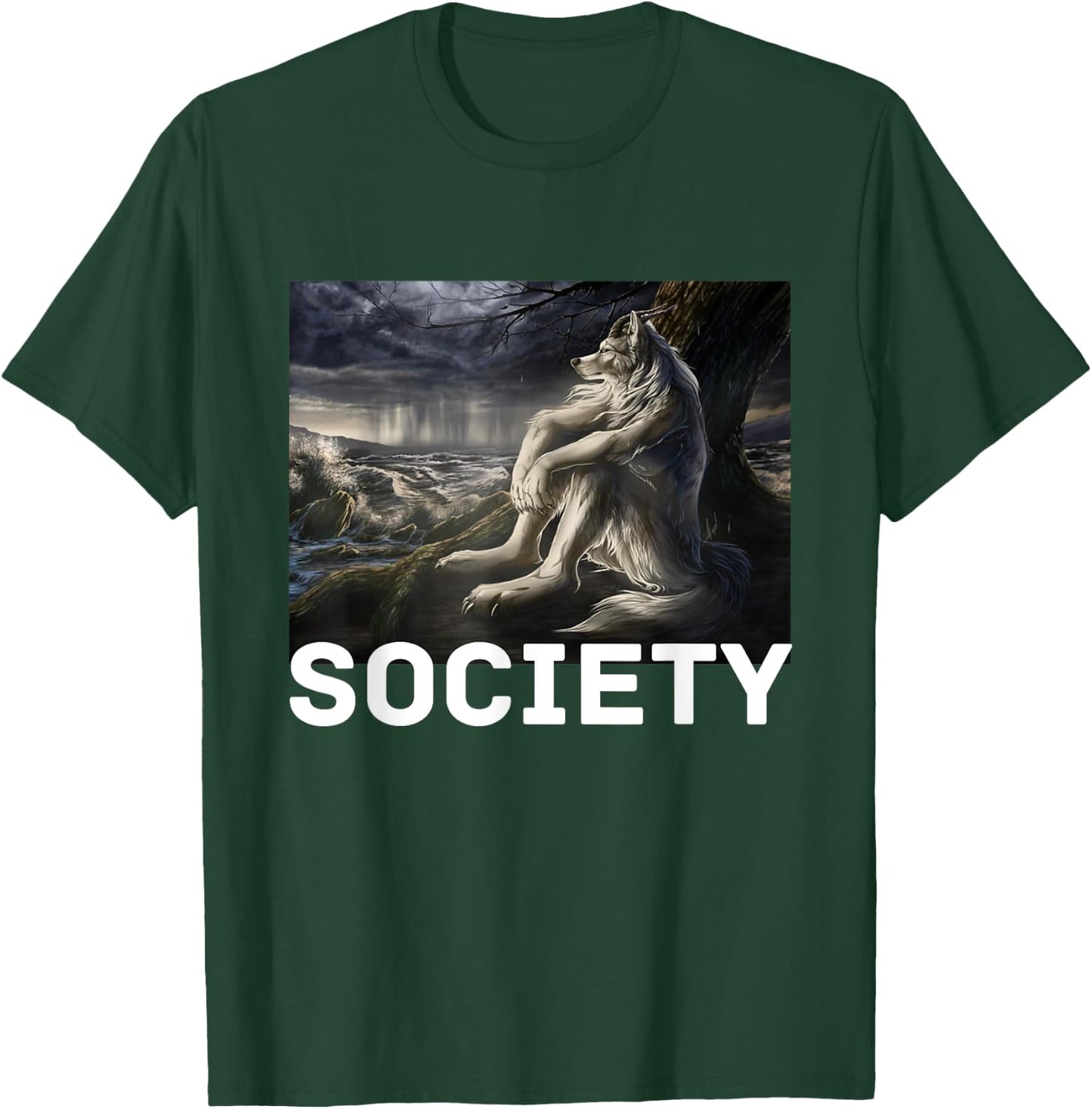 Society Funny Cringe Alpha Werewolf Wolf Meme T-Shirt - T-Shirt | Forest