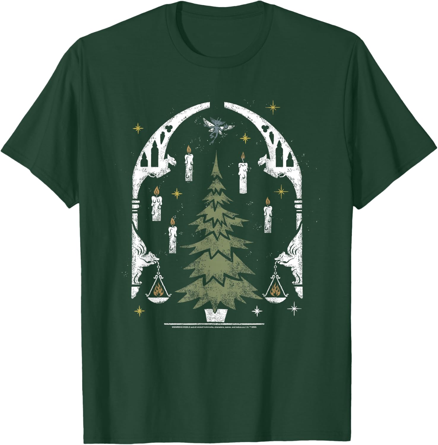 Harry Potter Hogwarts Great Hall Christmas Tree Stamp T-Shirt - T-Shirt | Forest