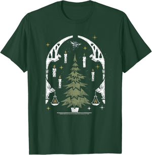 Harry Potter Hogwarts Great Hall Christmas Tree Stamp T-Shirt - T-Shirt | Forest