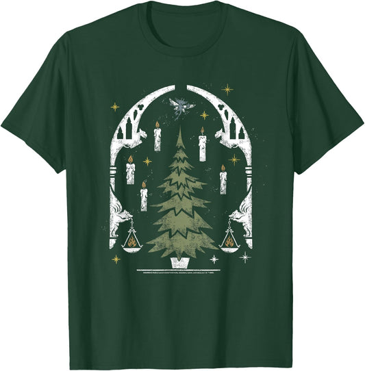 Harry Potter Hogwarts Great Hall Christmas Tree Stamp T-Shirt - T-Shirt | Forest