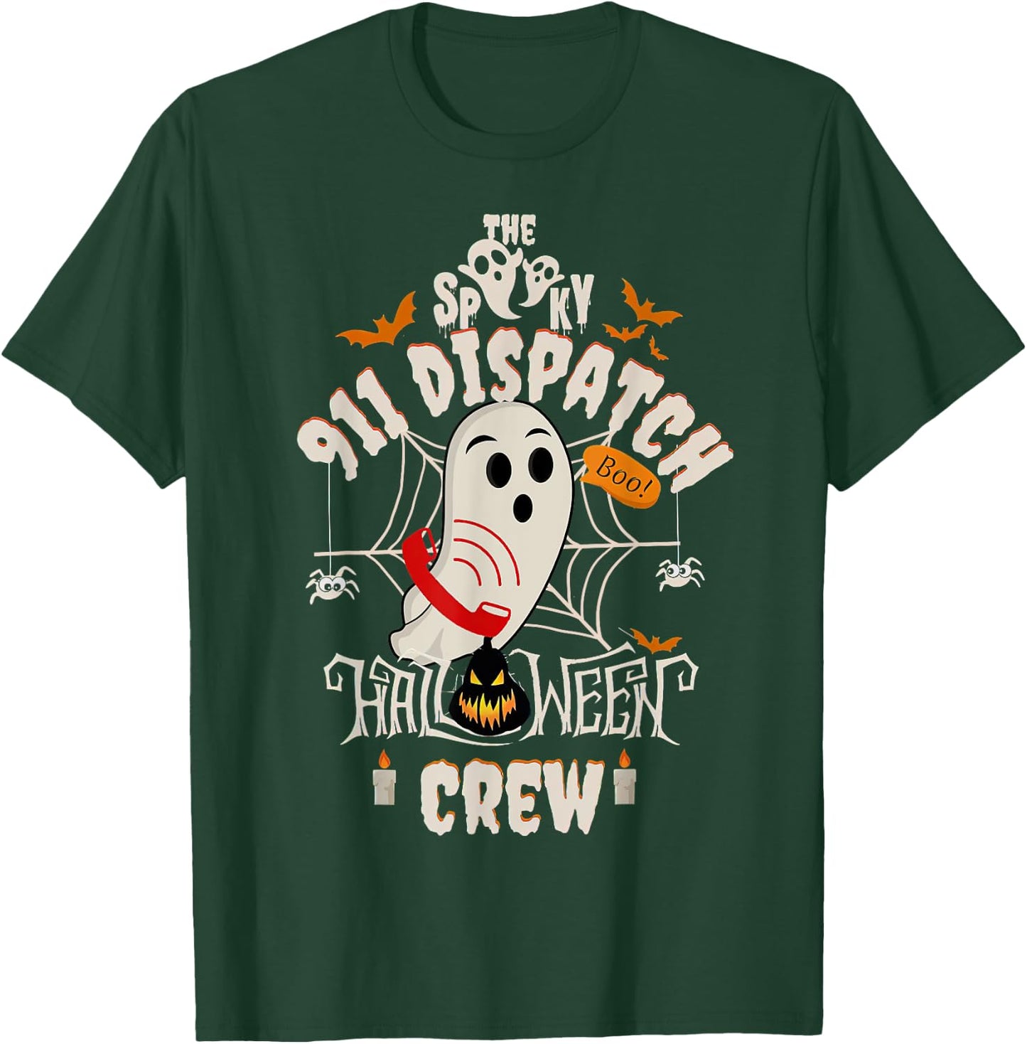 Dispatcher Boo Crew Halloween 911 Dispatch Pumpkin Costume T-Shirt - T-Shirt | Forest