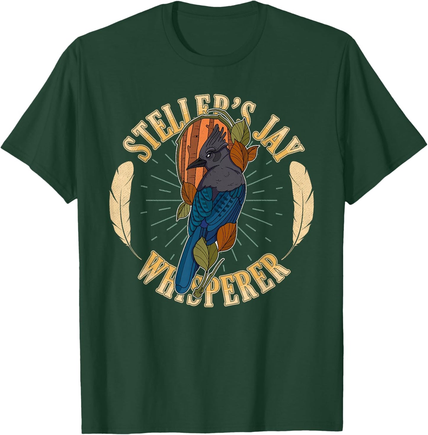 Steller’s jay wing birding birdwatching outdoor garden T-Shirt - T-Shirt | Forest