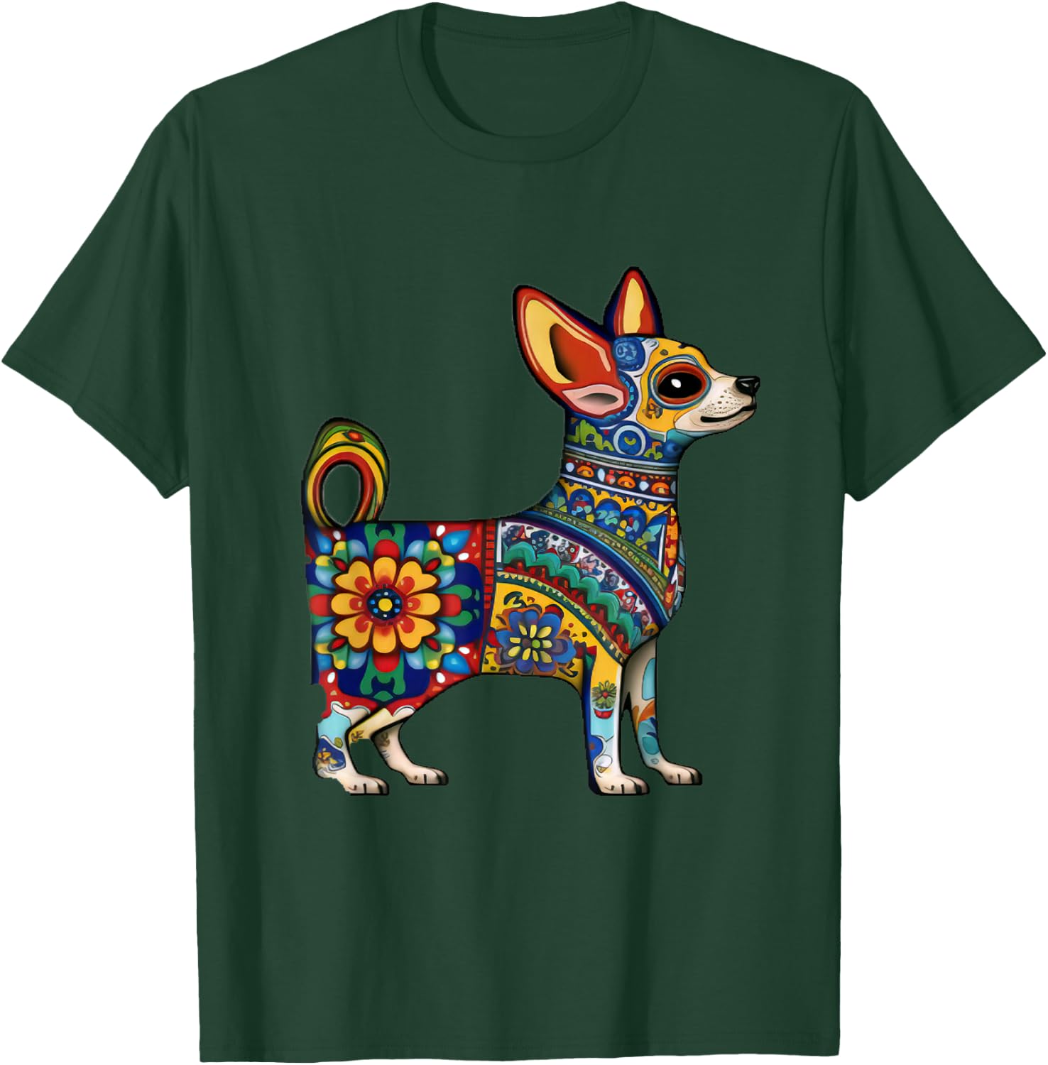 Chihuahua Cinco de Mayo Mexican Talavera Aesthetic T-Shirt - T-Shirt | Forest