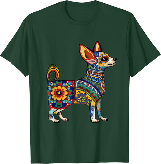 Chihuahua Cinco de Mayo Mexican Talavera Aesthetic T-Shirt - T-Shirt | Forest