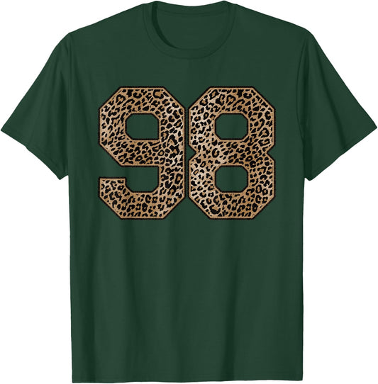 Leopard Number 98 Athlete Sports Jersey Supporter Fanwear T-Shirt - T-Shirt | Forest