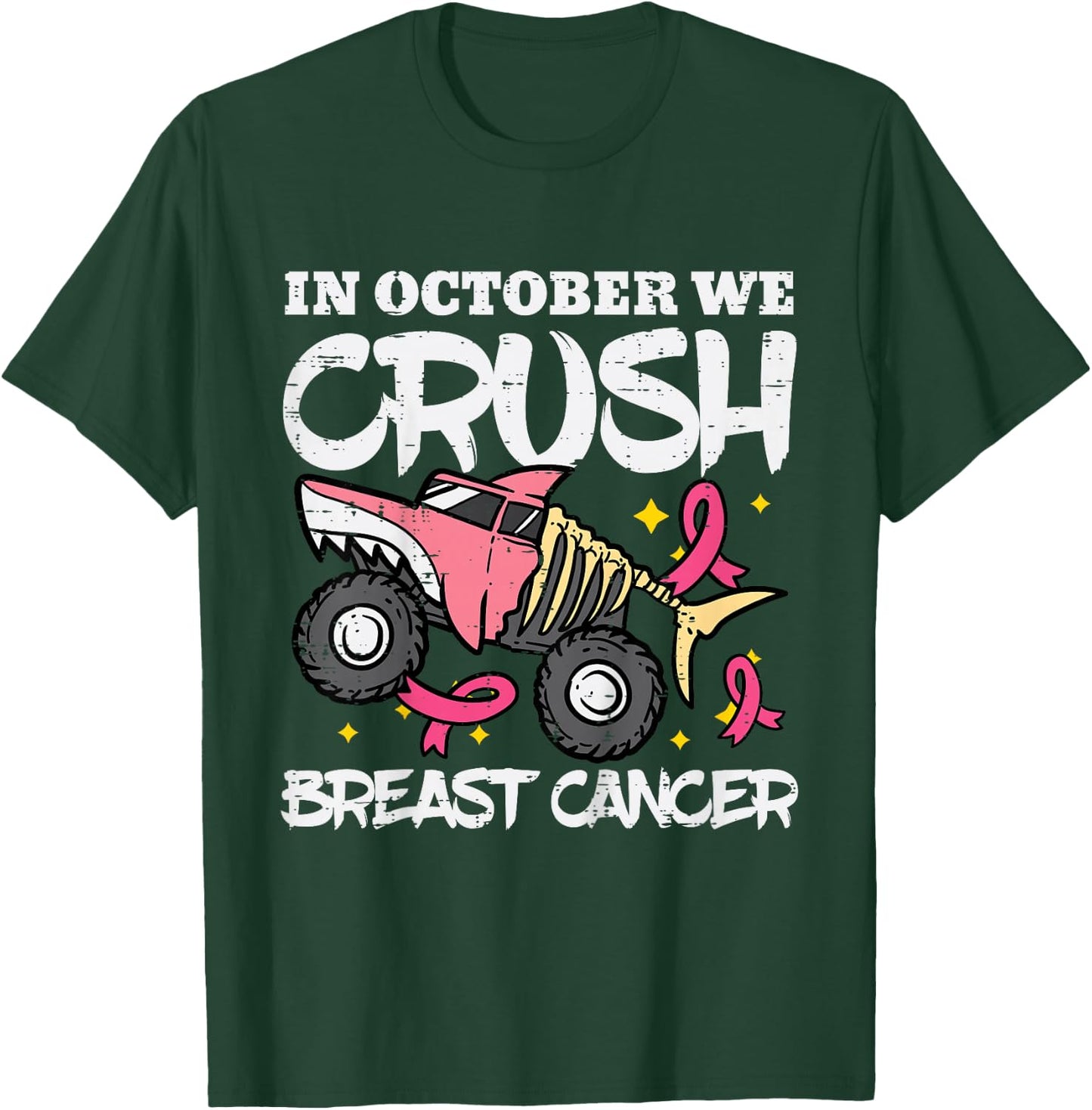 October Monster Truck Breast Cancer Halloween Toddler Boy T-Shirt - T-Shirt | Forest