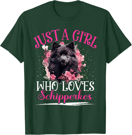 Just A Girl Who Loves Schipperkes Dog Girls T-Shirt - T-Shirt | Forest