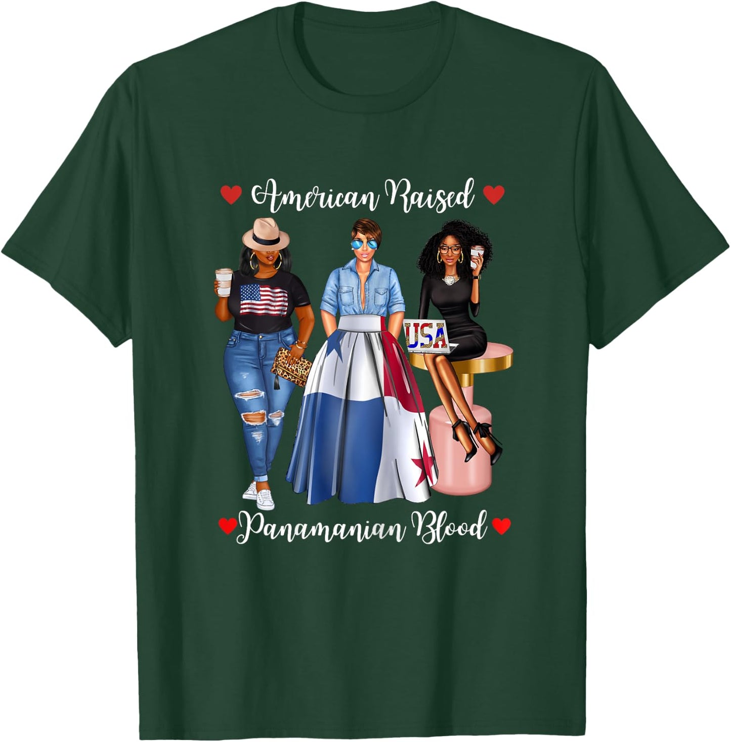 Half Panamanian Half American Raised In Panama Born In T-Shirt - T-Shirt | Forest