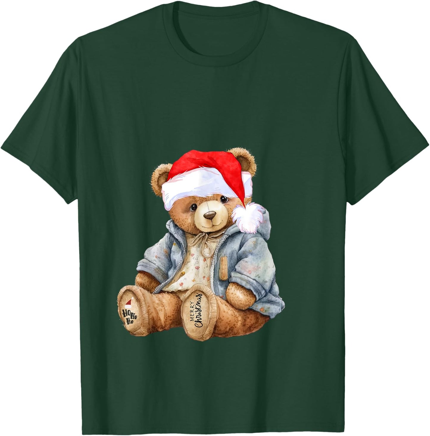 Sweet teddy bear Santa hat merry christmas T-Shirt - T-Shirt | Forest