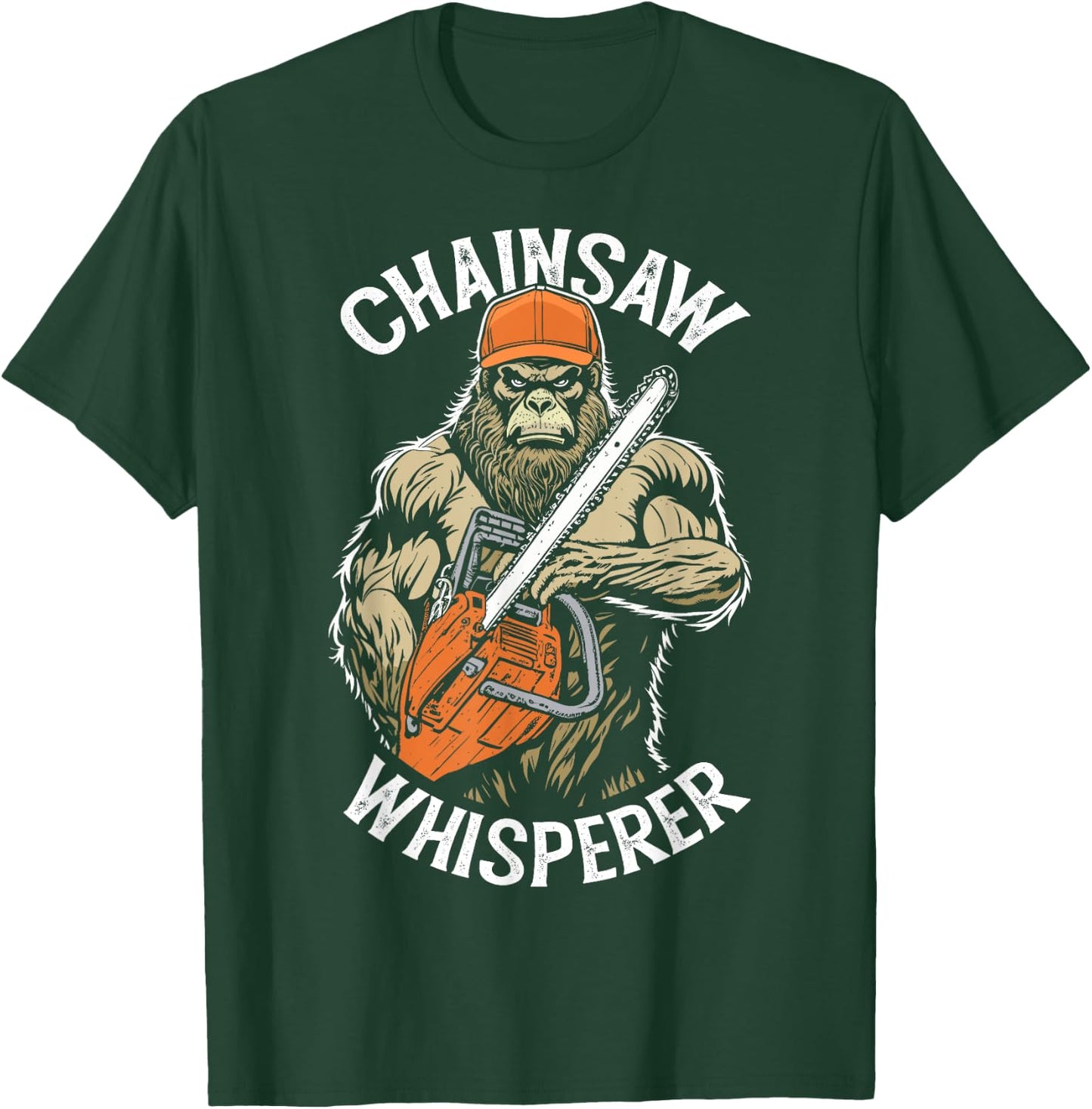 Grandio Design Funny Lumberjack Bigfoot Chainsaw Whisperer Sasquatch Logger - Black, -Adults, Short Sleeve, Classic Fit, Pull On, Letter Print T-Shirt - T-Shirt | Forest