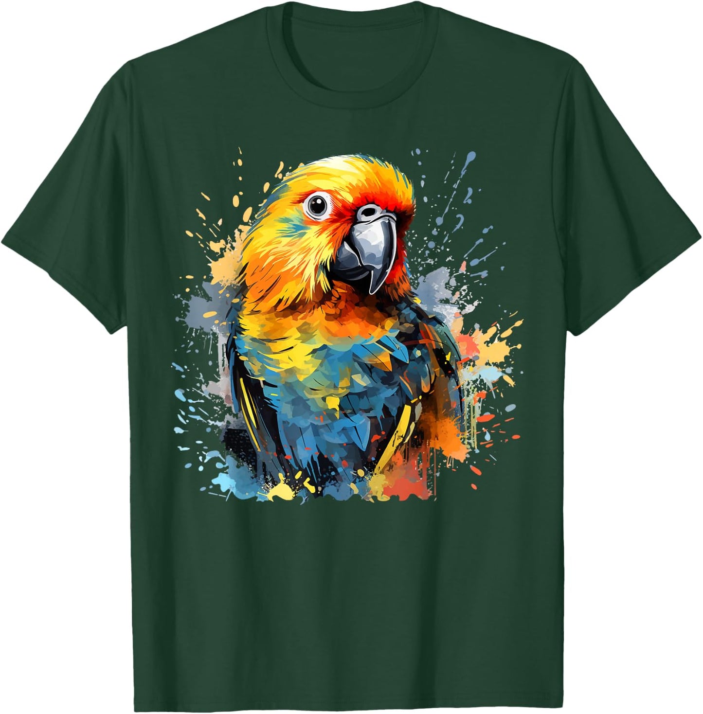 Colorful Splash Art Sun Conure Parrot Lover T-Shirt - T-Shirt | Forest