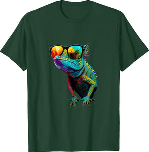 Funny Lizard with Sunglasses for Iguana & Reptiles Lovers T-Shirt - T-Shirt | Forest