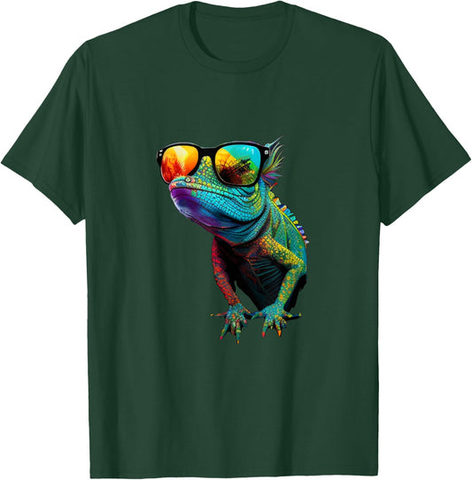 Funny Lizard with Sunglasses for Iguana & Reptiles Lovers T-Shirt - T-Shirt | Forest