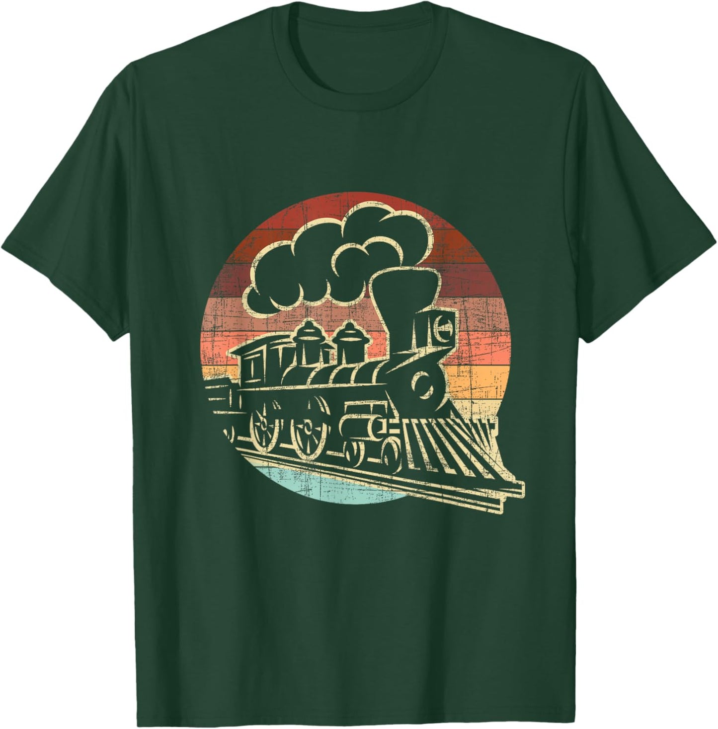 Retro Vintage Model Train - Railroad Locomotive Lover Trains T-Shirt - T-Shirt | Forest