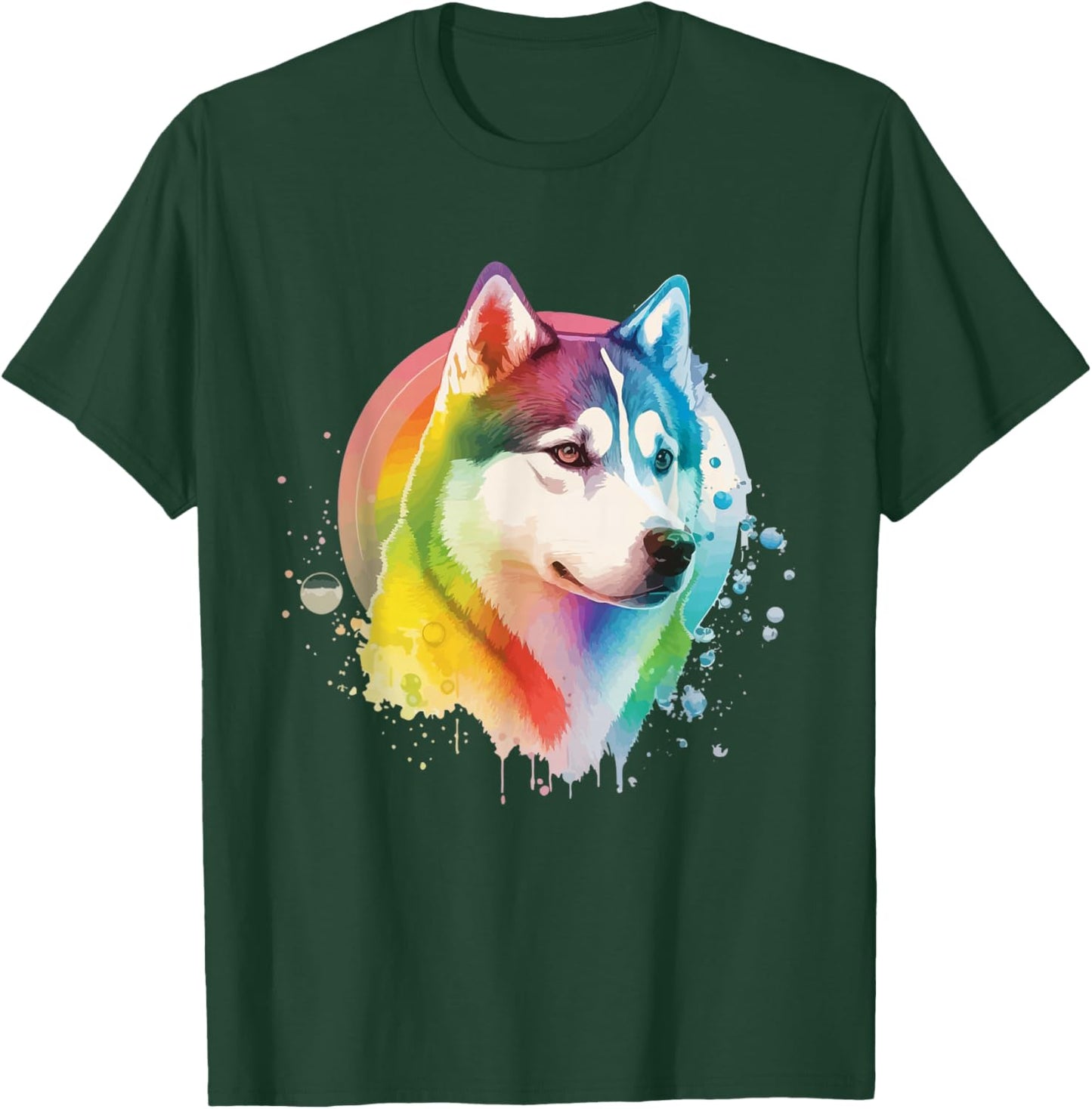 Siberian Husky Dog Colorful Pop Art Tie Dye Tri-Color T-Shirt - T-Shirt | Forest