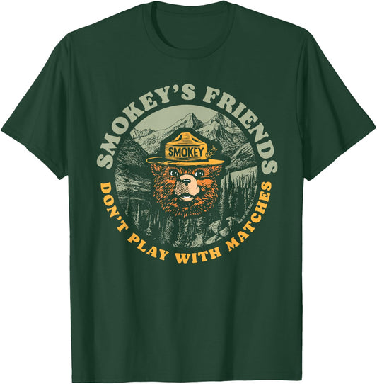 Smokey's Friends Don't Play With Matches Retro Smokey Bear T-Shirt - T-Shirt | Forest