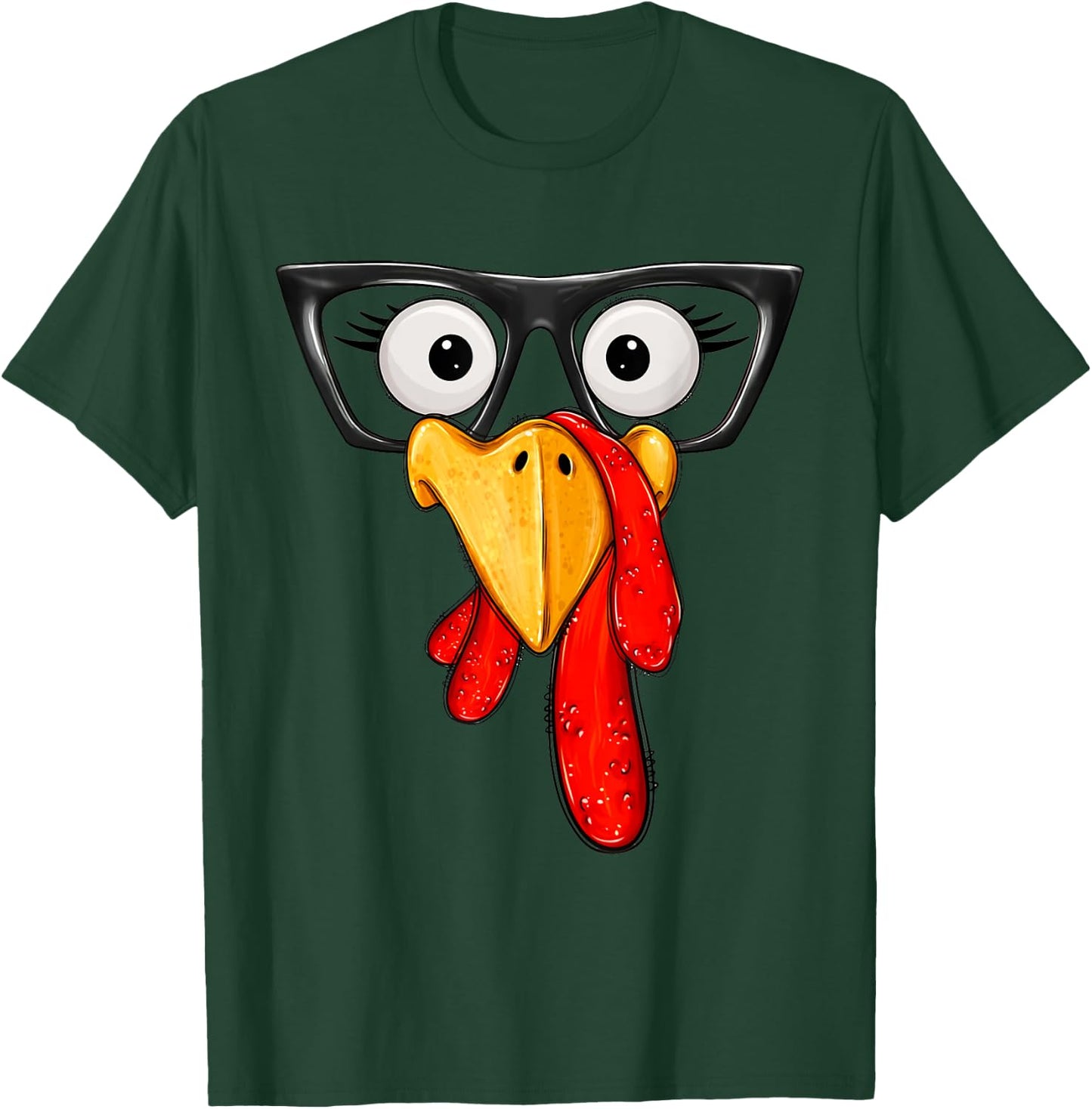 Cute Turkey Face Glasses Boys Kids Thanksgiving Family T-Shirt - T-Shirt | Forest