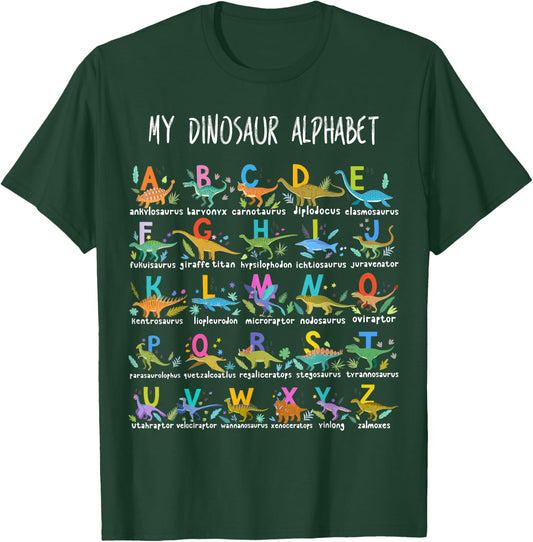 Types Of Dinosaurs Alphabet A-Z ABC Dino T-Shirt - T-Shirt | Forest