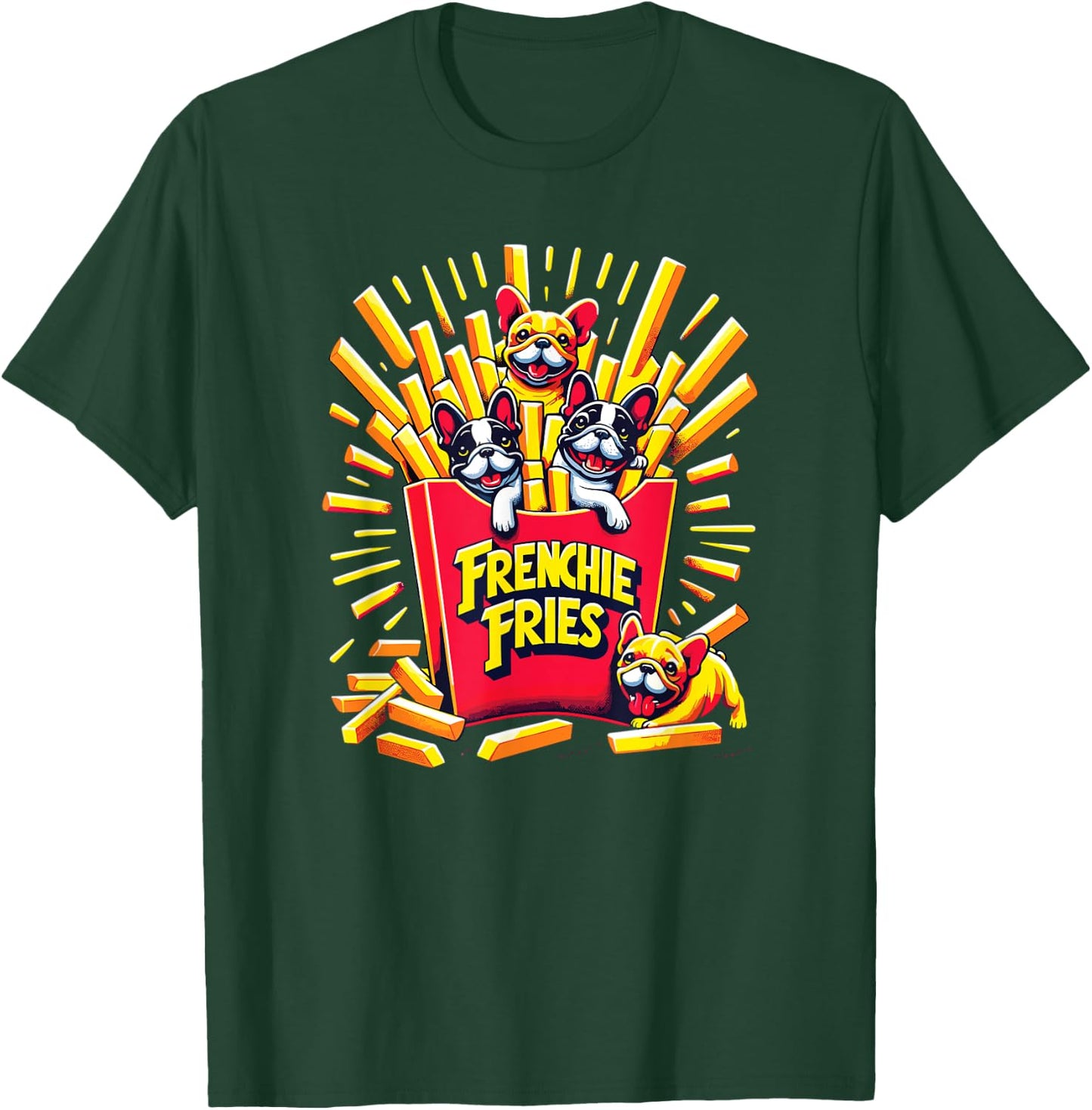 Frenchie Fries - Cute French Bulldog Funny Fries Women Girls Kids T-Shirt - T-Shirt | Forest