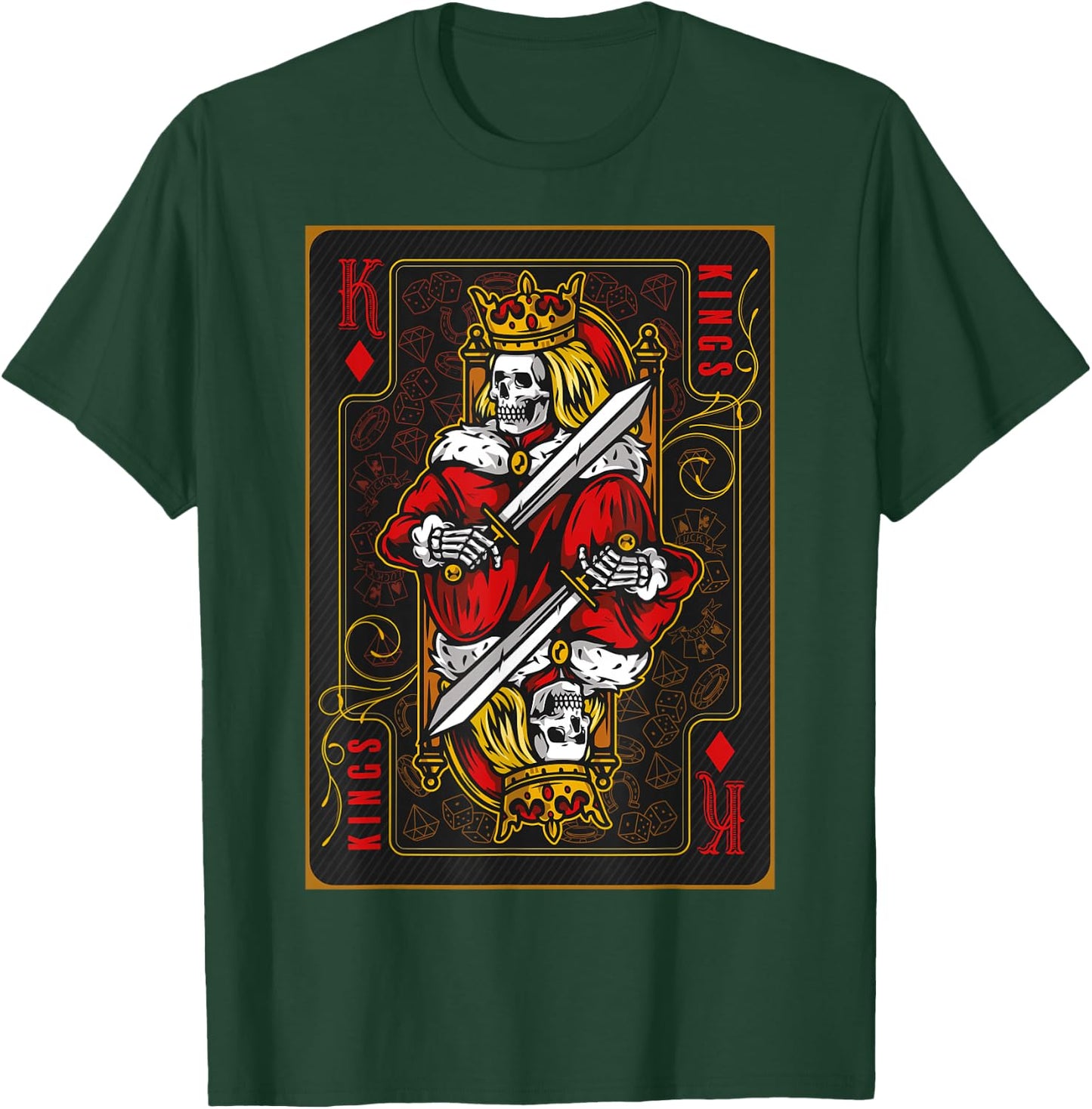 Funny Poker Player Shirts King of Diamonds Black -Adults Classic Fit Short Sleeve Small T-Shirt - T-Shirt | Forest