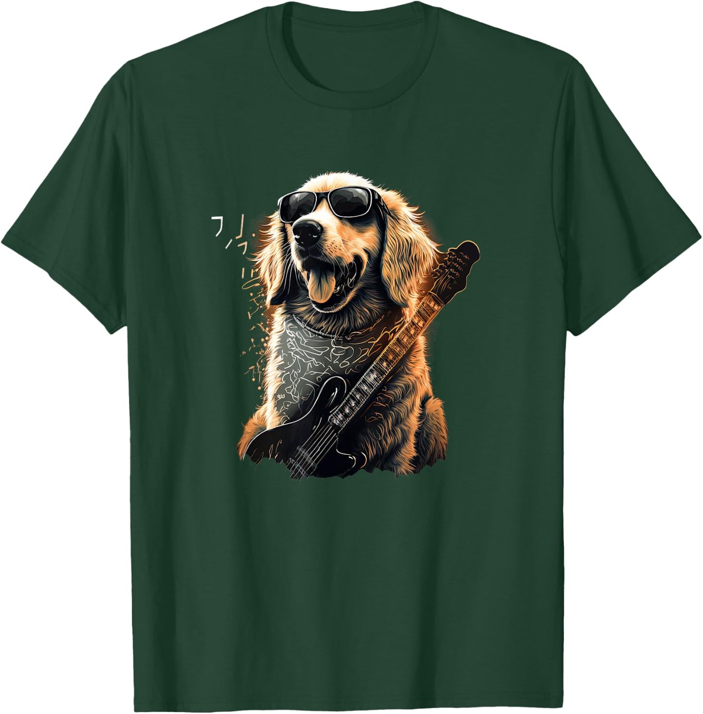 Funny Golden Retriever Rock & Roll music guitar T-Shirt - T-Shirt | Forest