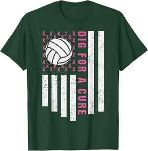 Dig For A Cure Breast Cancer Awareness Volleyball Pink Out T-Shirt - T-Shirt | Forest
