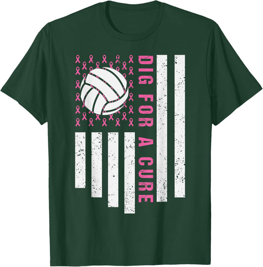 Dig For A Cure Breast Cancer Awareness Volleyball Pink Out T-Shirt - T-Shirt | Forest