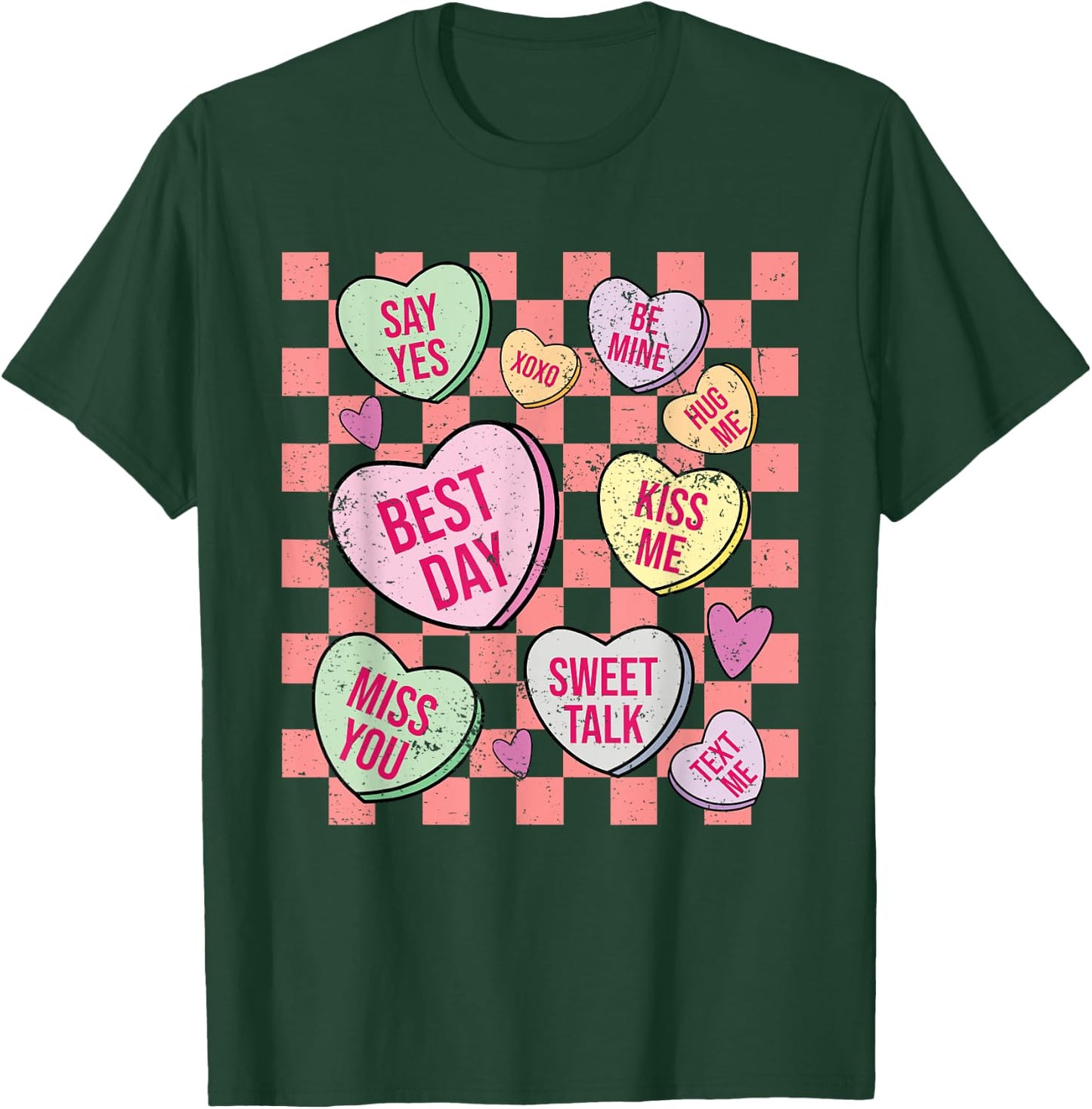 Retro Valentines Day Candy Conversation Hearts Girls T-Shirt - T-Shirt | Forest