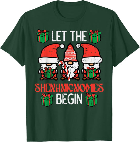 Christmas Let Shenanignomes Begin Xmas Gnomes Men Women Kids T-Shirt - T-Shirt | Forest