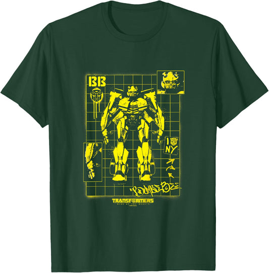 Kids Transformers: Rise of The Beasts Bumblebee Schematics Retro T-Shirt - T-Shirt | Forest