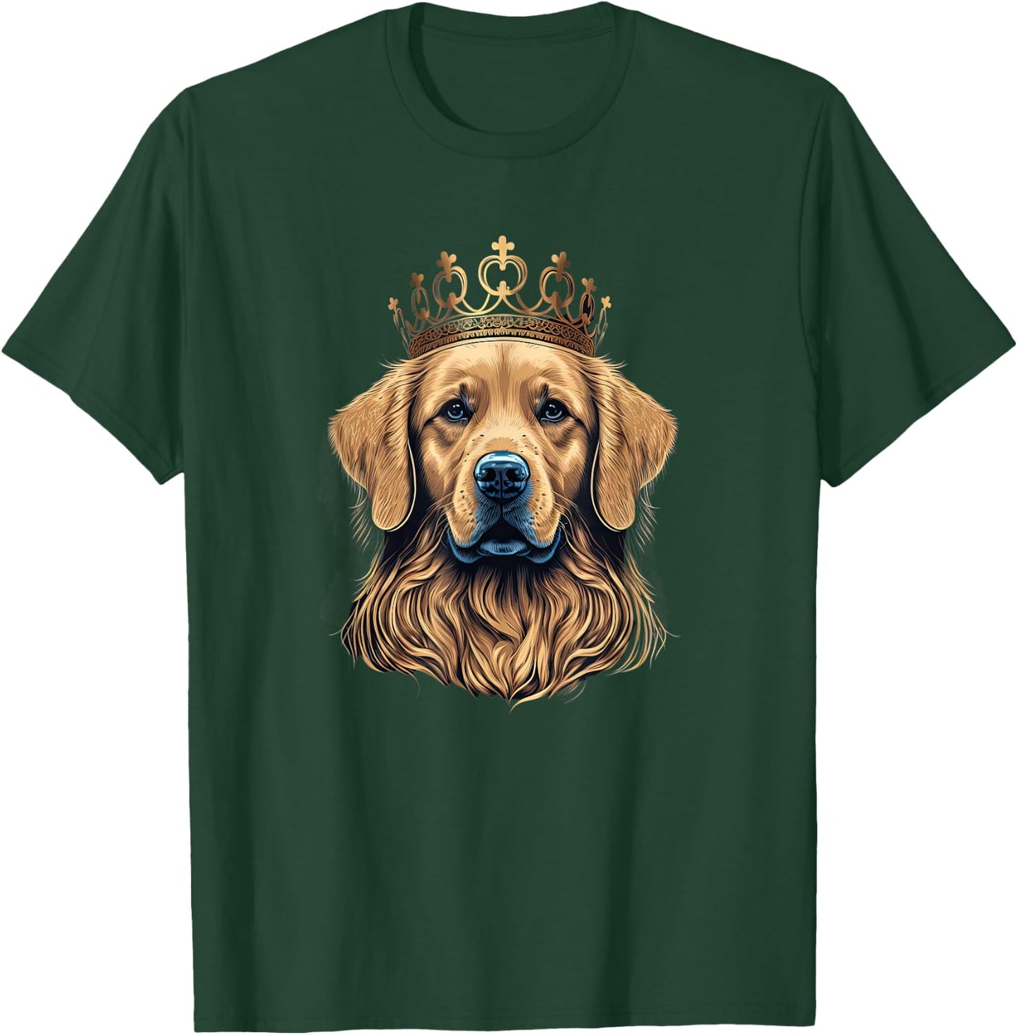 Funny Golden Retriever with a Golden Crown T-Shirt - T-Shirt | Forest