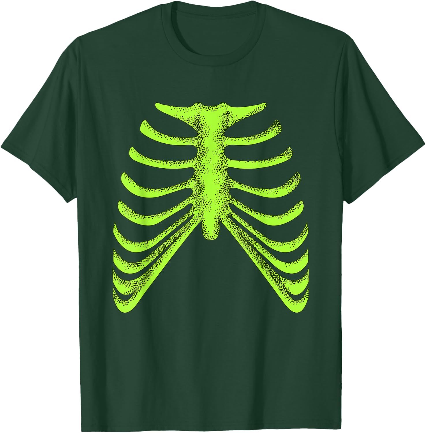 Green Ribcage Skeleton Green Color Graphic T-Shirt - T-Shirt | Forest