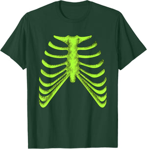 Green Ribcage Skeleton Green Color Graphic T-Shirt - T-Shirt | Forest