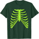 Green Ribcage Skeleton Green Color Graphic T-Shirt - T-Shirt | Forest