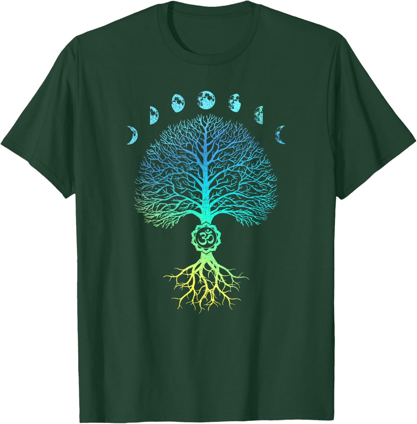 Tree of Life Phases of the Moon Om Chakra Yoga Gift T-Shirt - T-Shirt | Forest