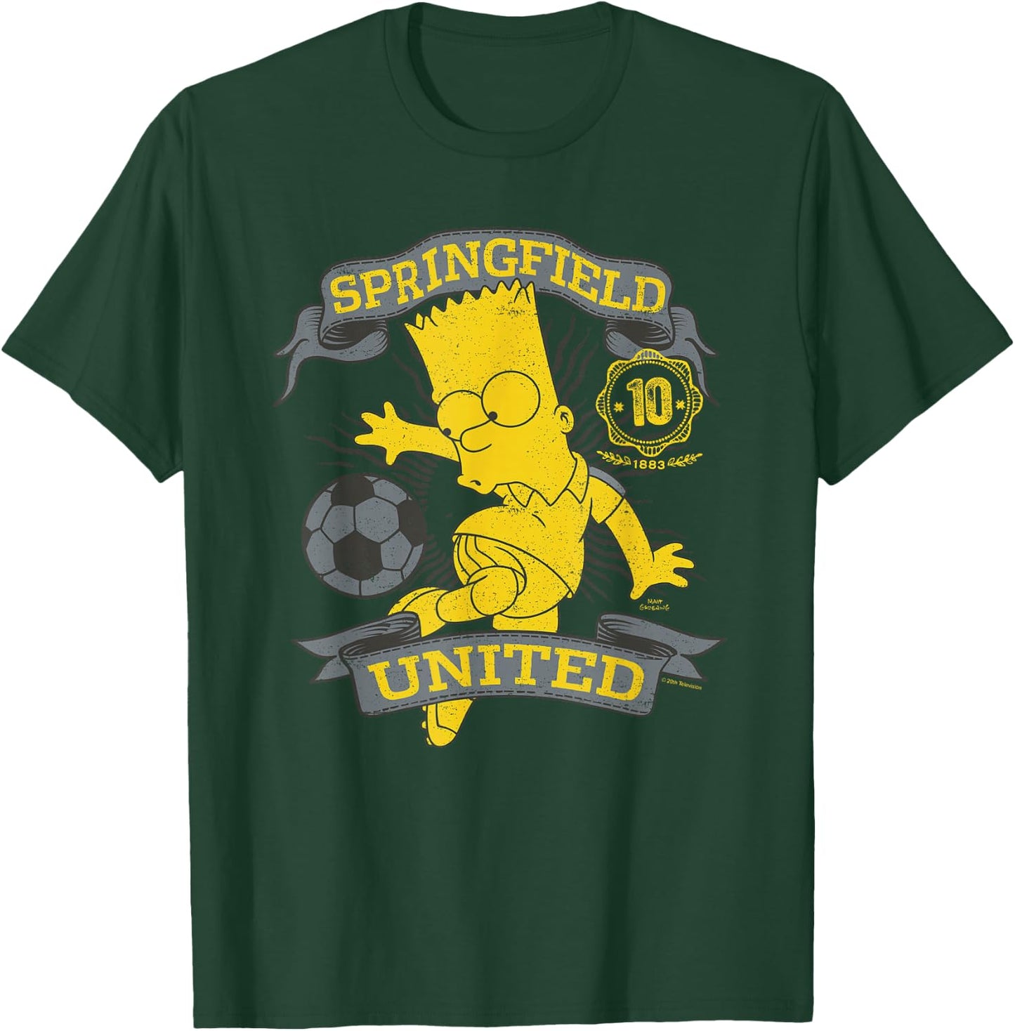 The Simpsons Soccer Bart Simpson Springfield United T-Shirt - T-Shirt | Forest