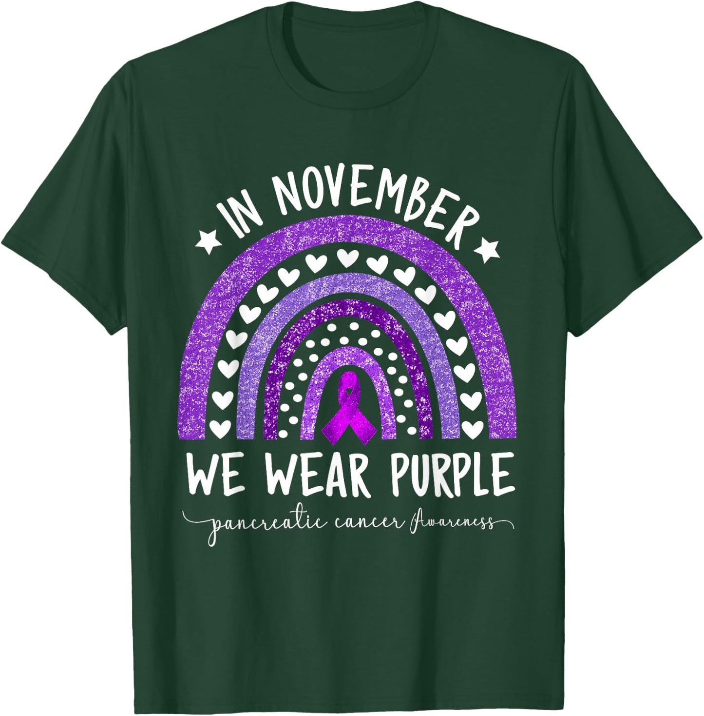 Rainbow November We Wear Purple Pancreatic Cancer Awareness T-Shirt - T-Shirt | Forest