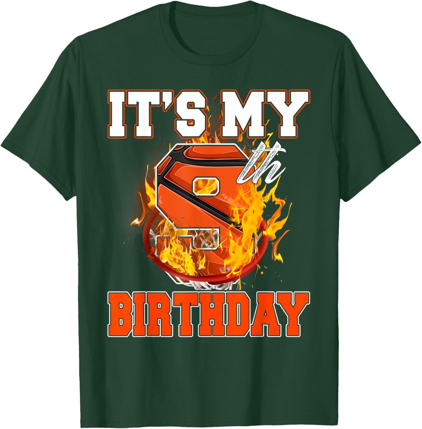 Funny It's My 9th Birthday 9 Years Old Basketball Ball Boy T-Shirt - T-Shirt | Forest