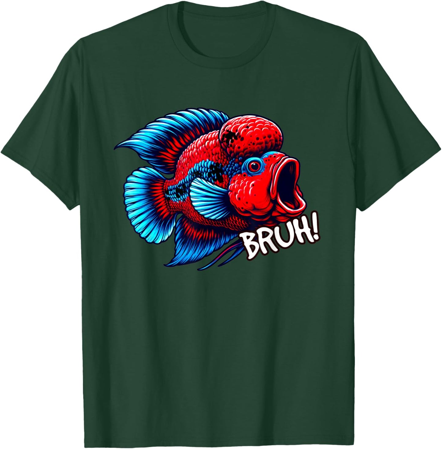 Flowerhorn Cichlid Bruh Fight Funny Flowerhorn Lover T-Shirt - T-Shirt | Forest