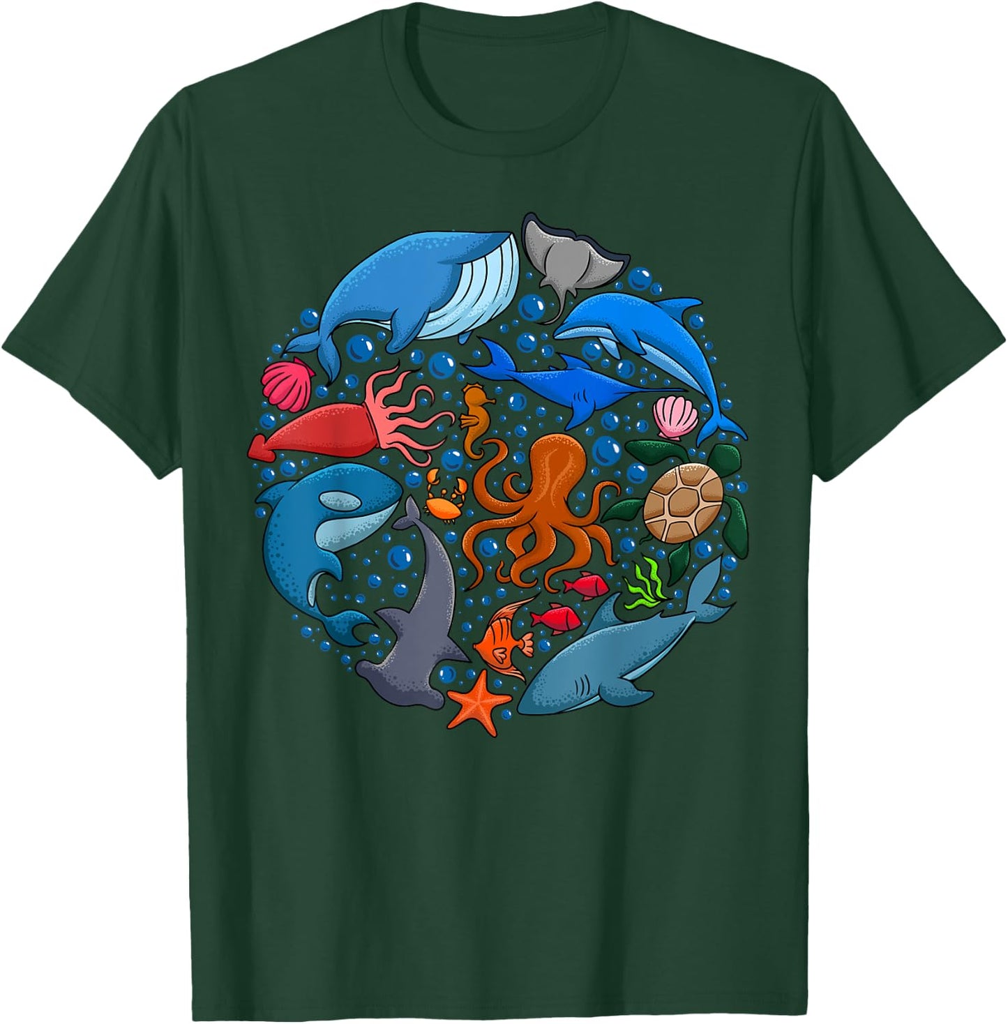 Cute Sea Animals Ocean Creatures Marine Wildlife T-Shirt - T-Shirt | Forest