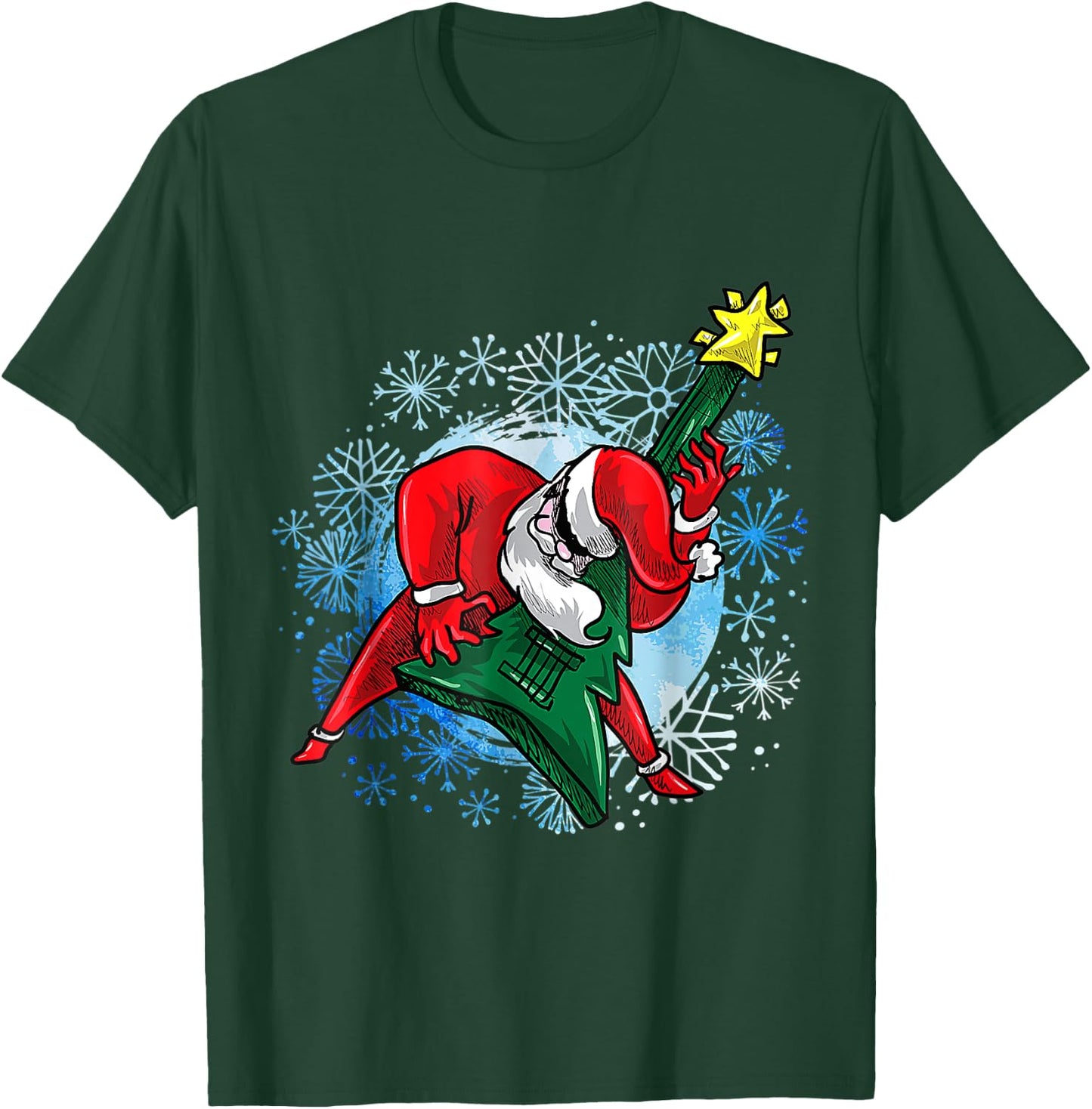 OHO Santa The Guitarist Play Tree Guitar Gift women T-Shirt - T-Shirt | Forest