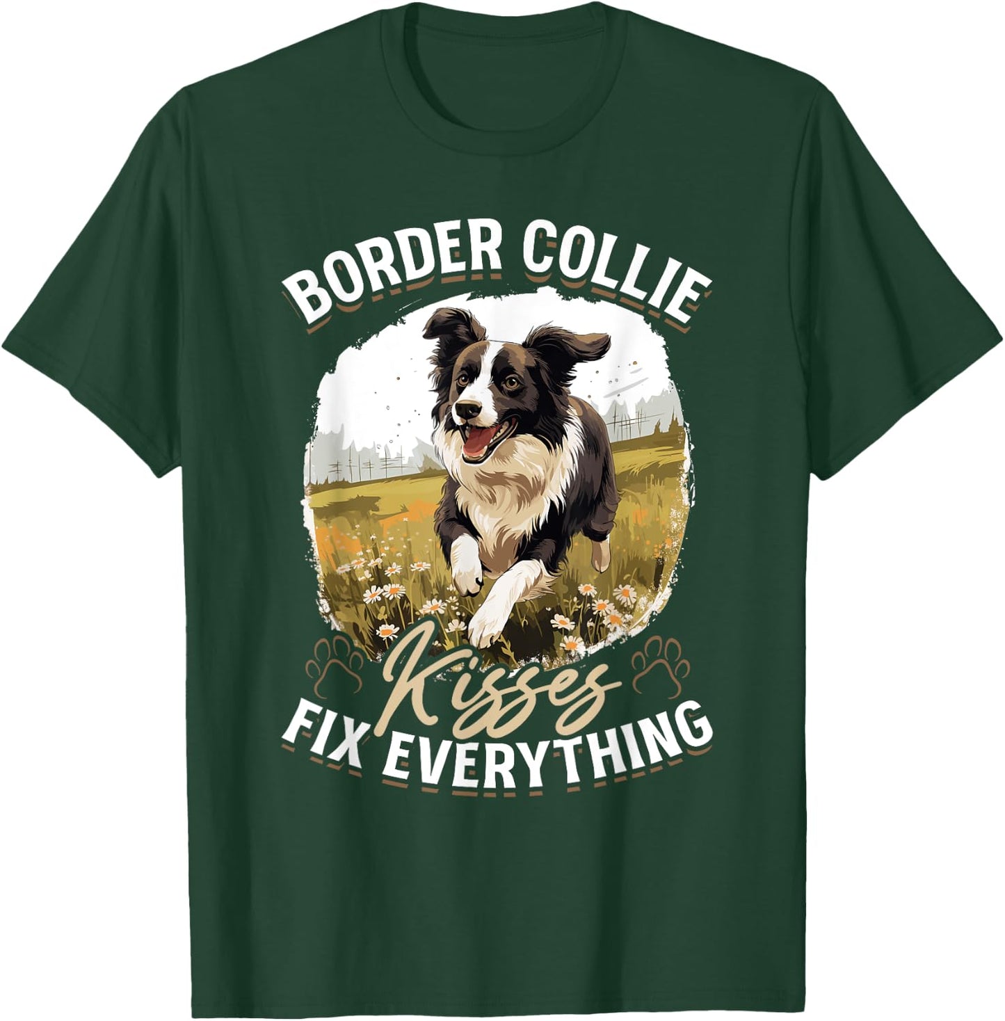 Border Collie Dog - Border Collie kisses fix everything Women Kids T-Shirt - T-Shirt | Forest