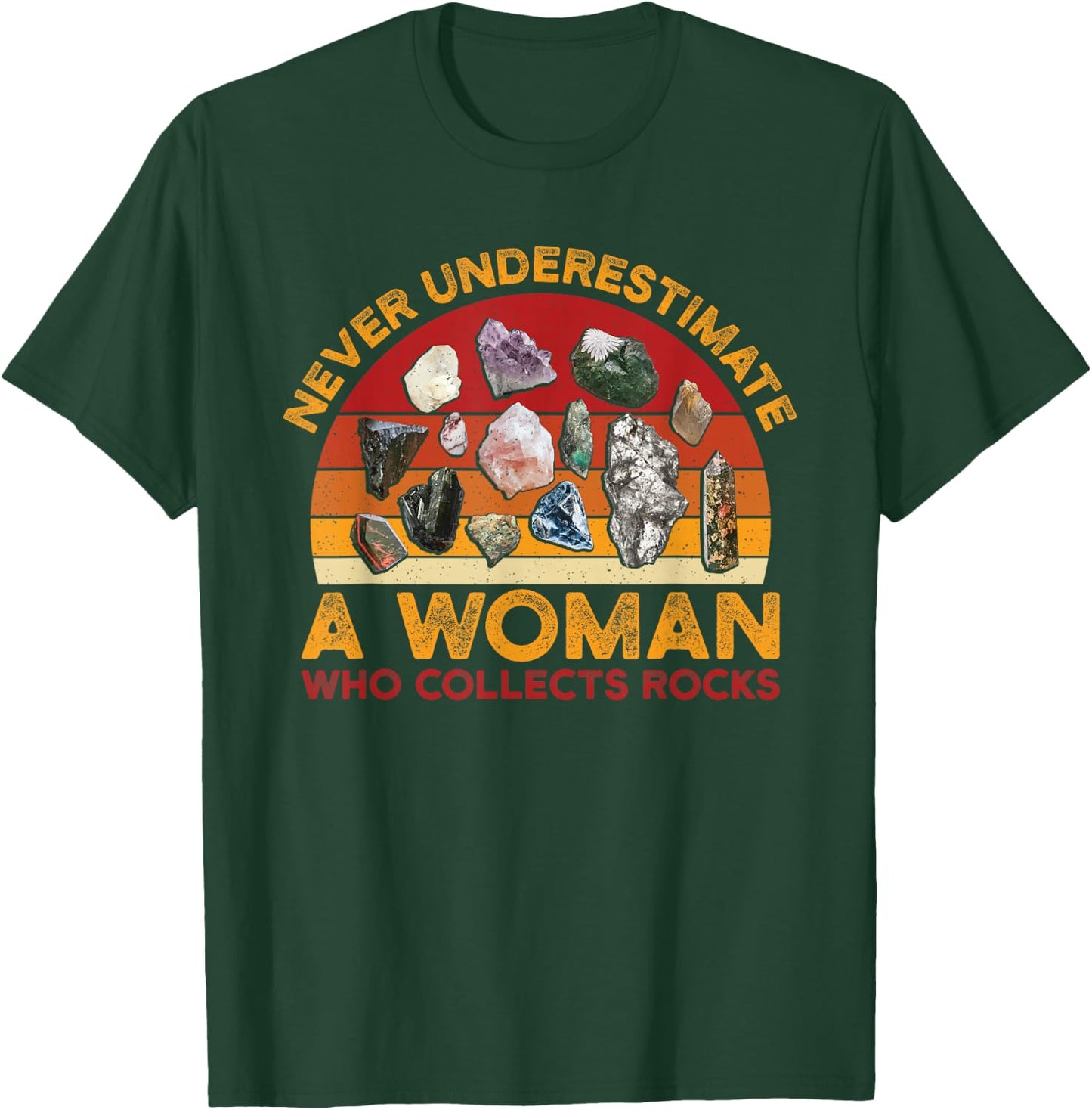 Collecting Rocks Retro Women Woman Who Collects Rocks T-Shirt - T-Shirt | Forest