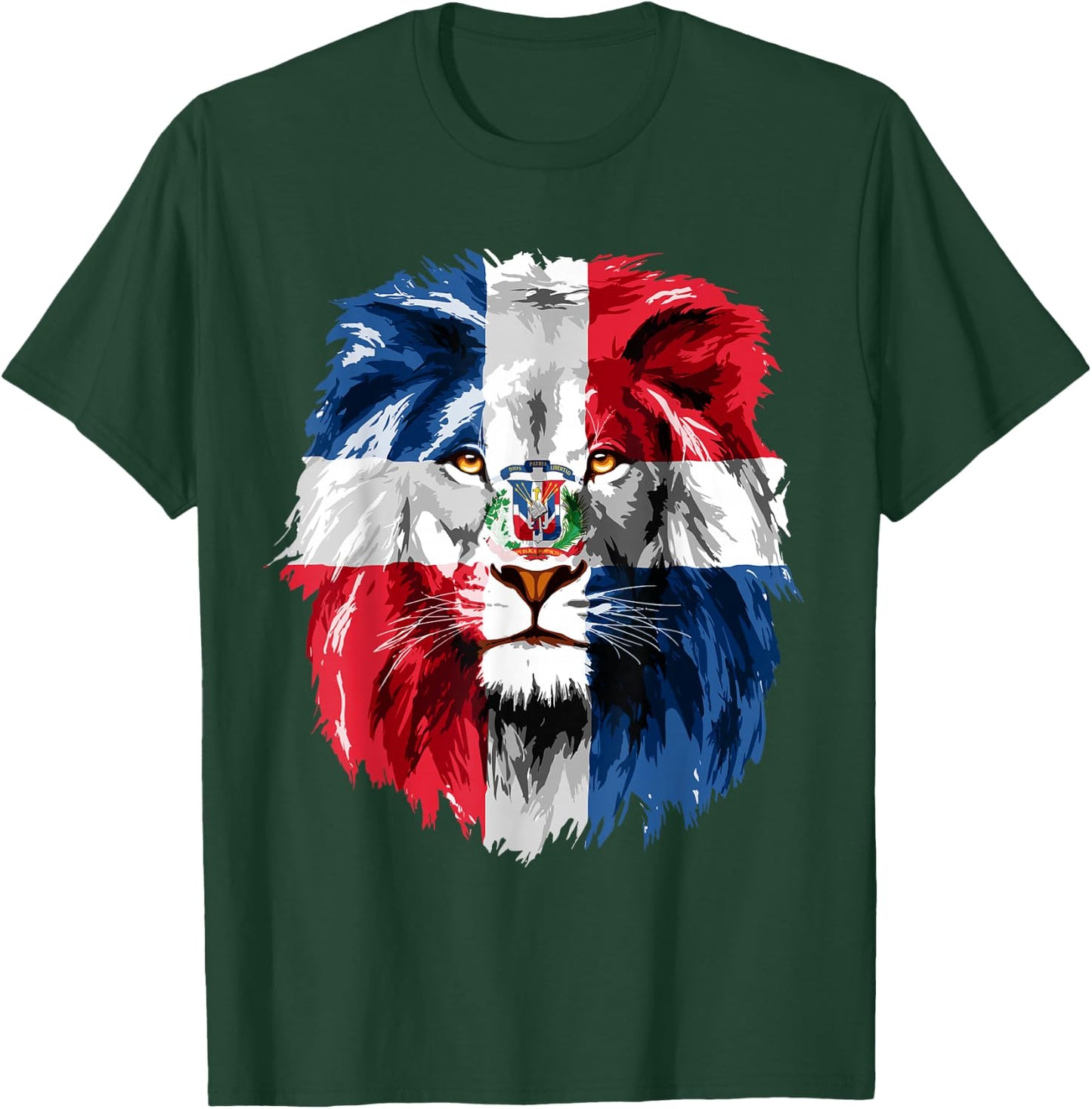 Dominican Republic Flag Lion Face Flag of The Dominican T-Shirt - T-Shirt | Forest