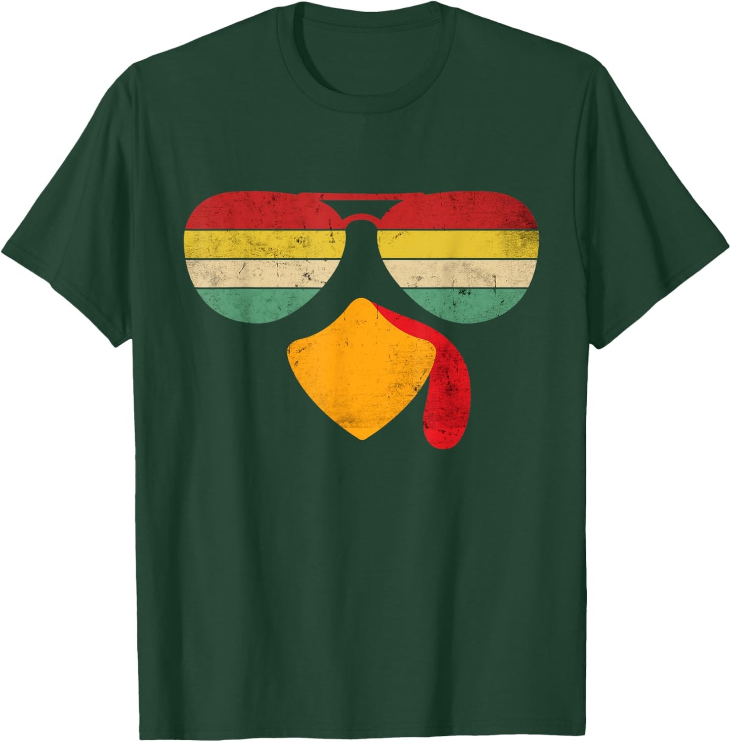 Vintage Turkey Face Thanksgiving Sunglasses Costume Boy Girl T-Shirt - T-Shirt | Forest