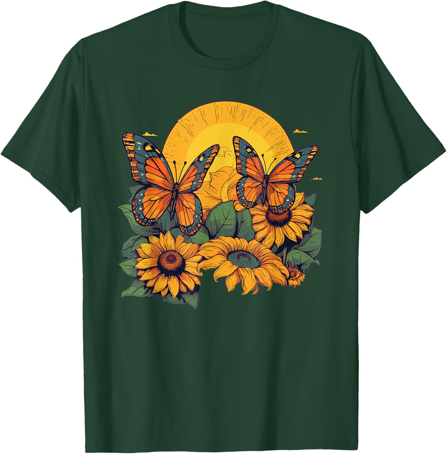 Butterfly Sunflower Art Monarch Butterfly Quote T-Shirt - T-Shirt | Forest