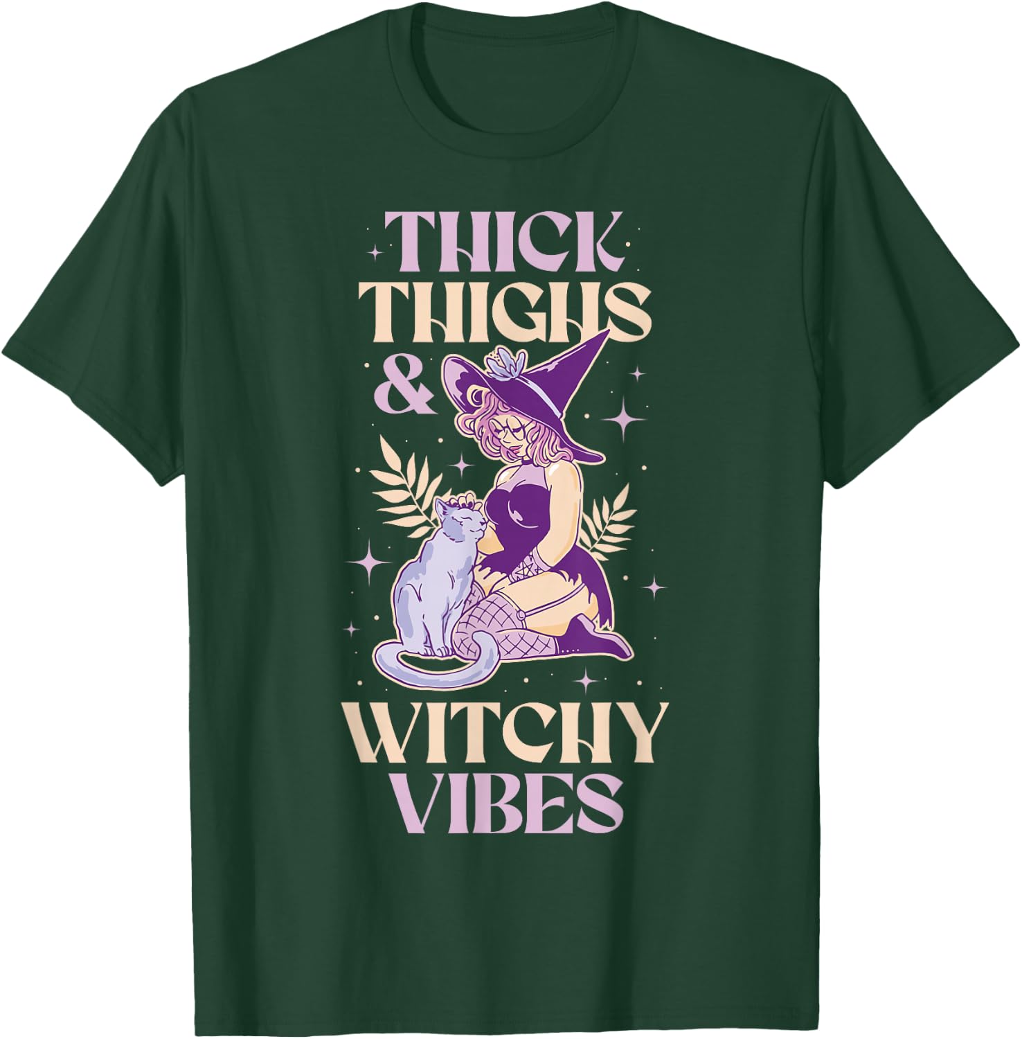 Funny Thick Thighs And Witchy Vibes T-Shirt - T-Shirt | Forest