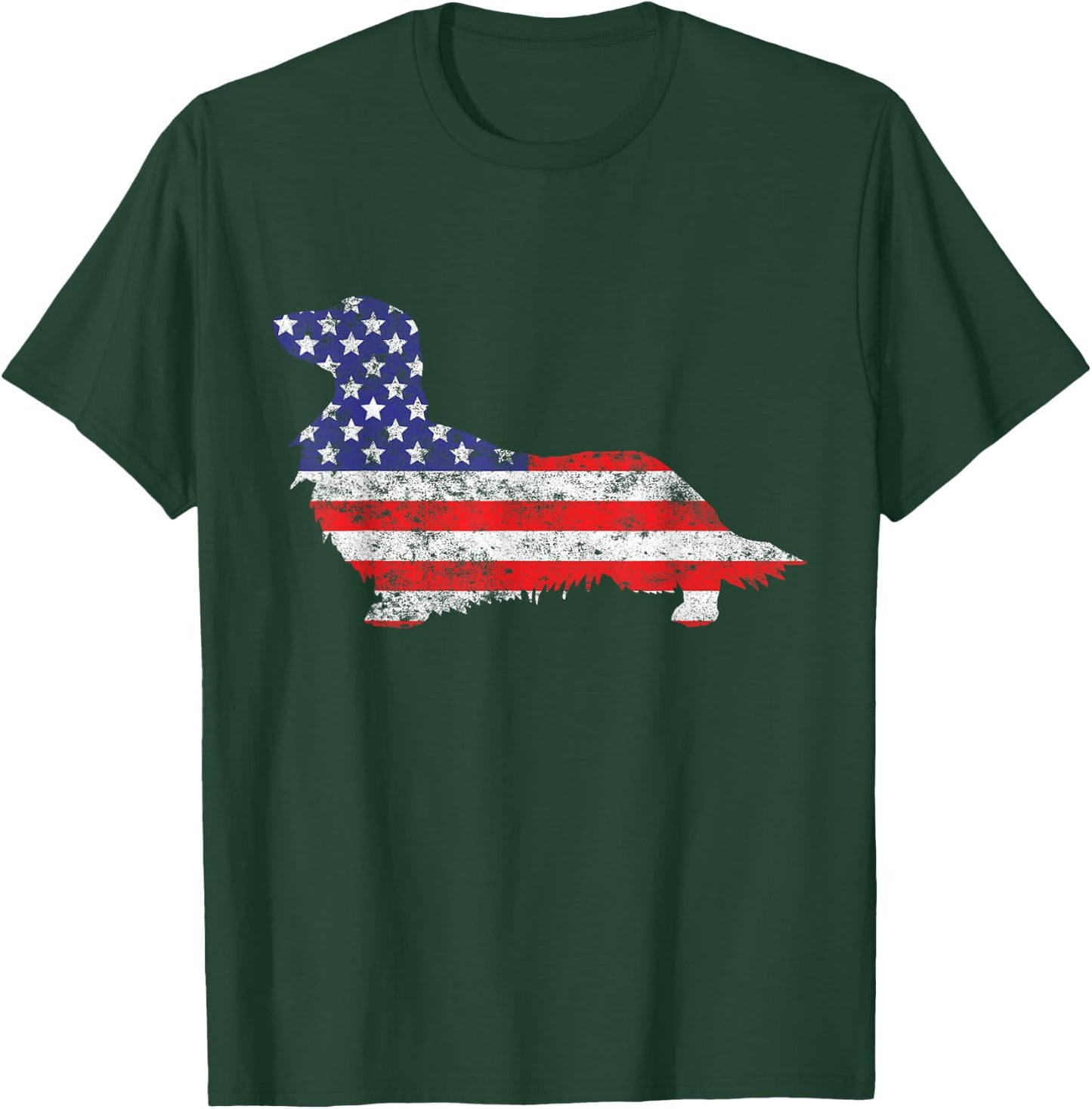 Dachshund Doxie Dog 4th of July USA American Flag Patriotic T-Shirt - T-Shirt | Forest
